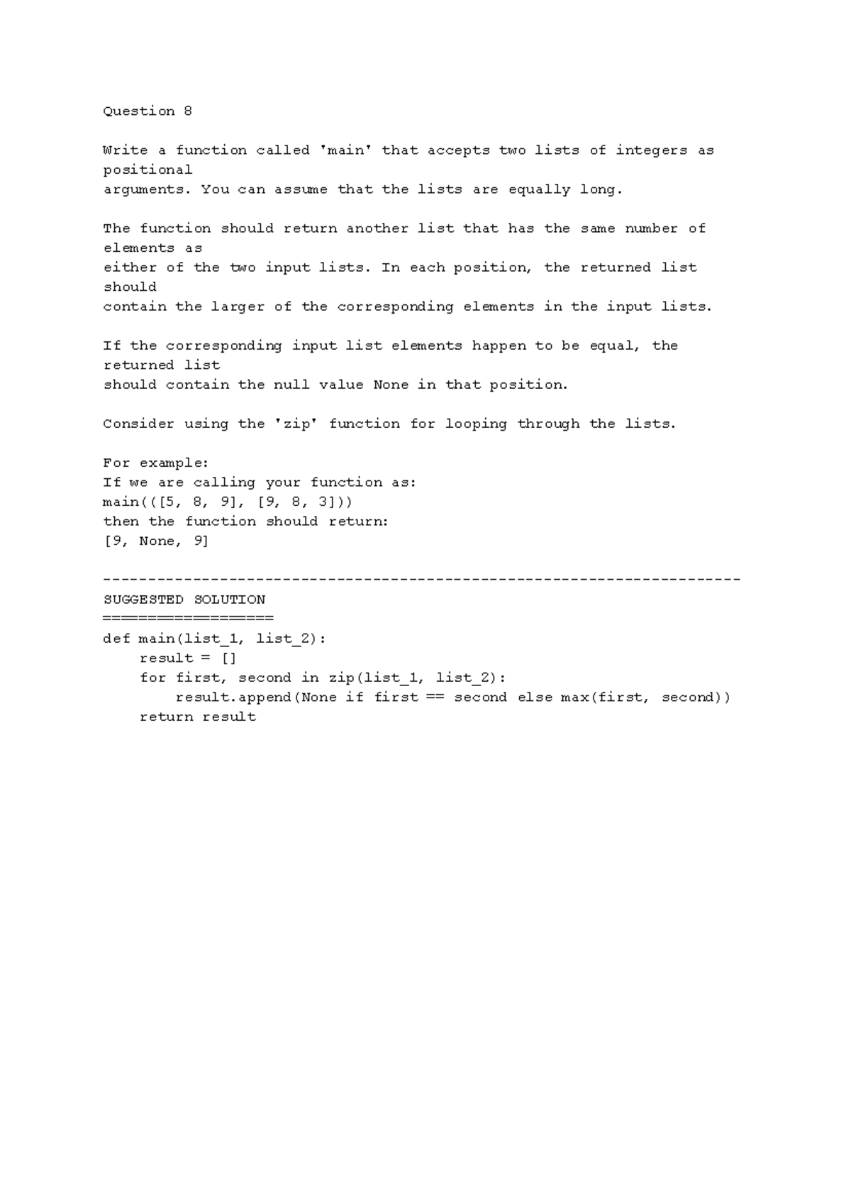 Python Problem Set 3: Function to Compare Two Lists - Studeersnel