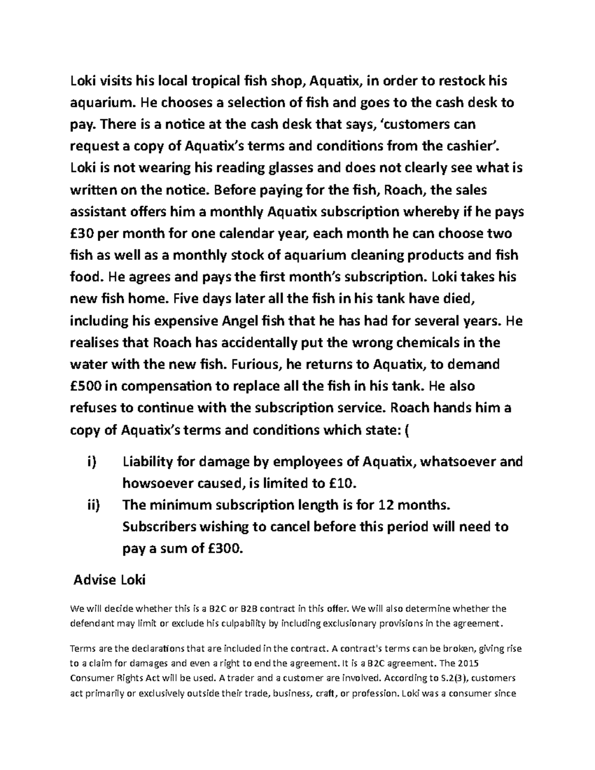 Loki visits his local tropical fish shop (contract law) - Loki visits ...