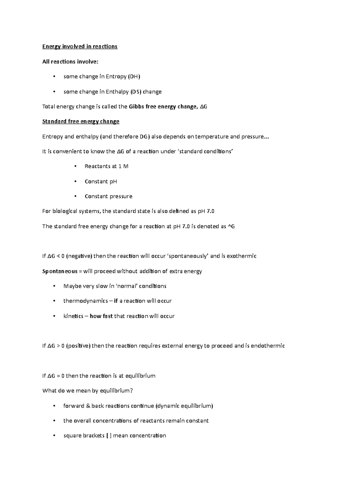 Thermodynamics 2 - Lecture Notes on Gibbs Free Energy Changes - Studocu