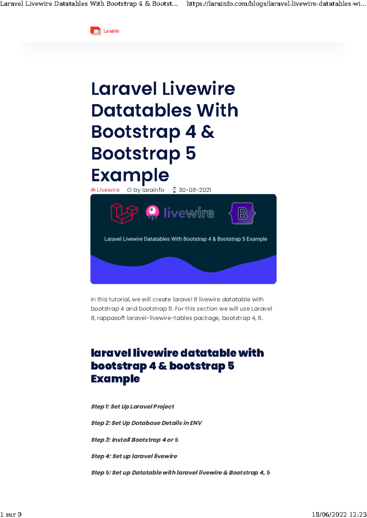 Laravel Livewire Datatables Setup Using Bootstrap 4 & 5 Example - Studocu