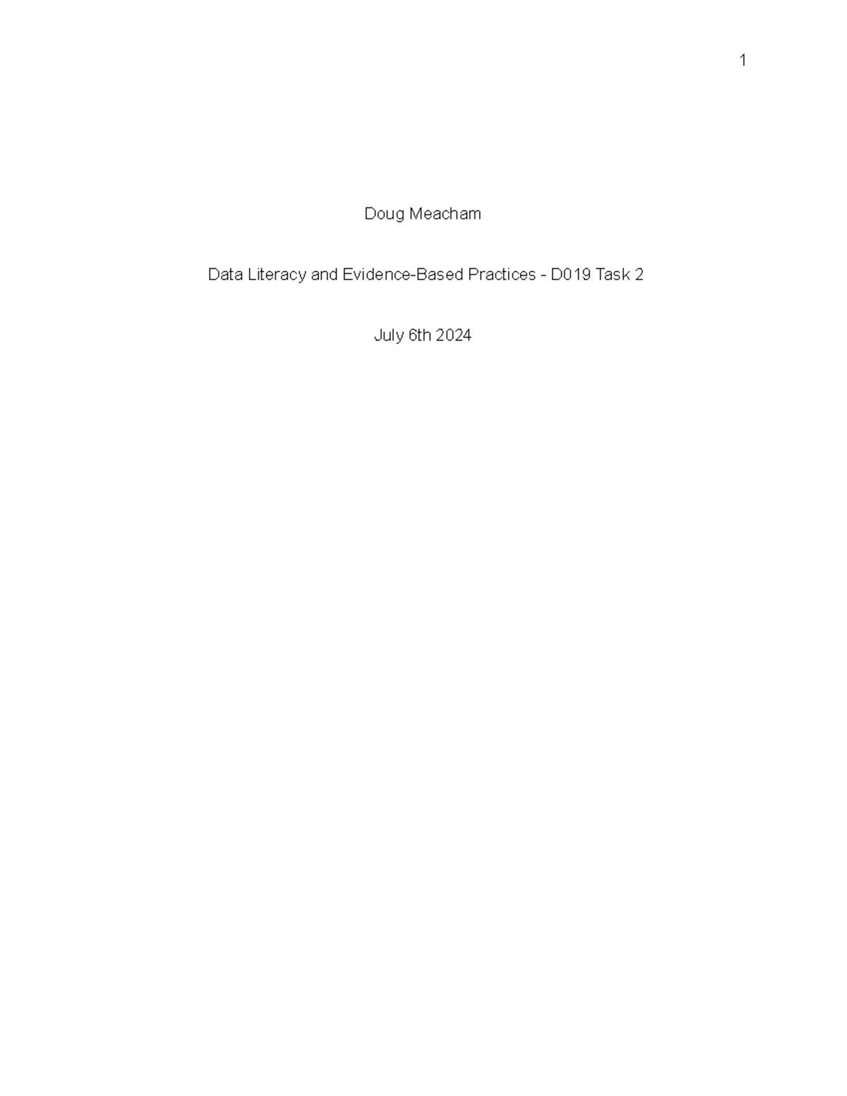 D019 Task 2: Enhancing Data Literacy & Evidence-Based Practices - Studocu