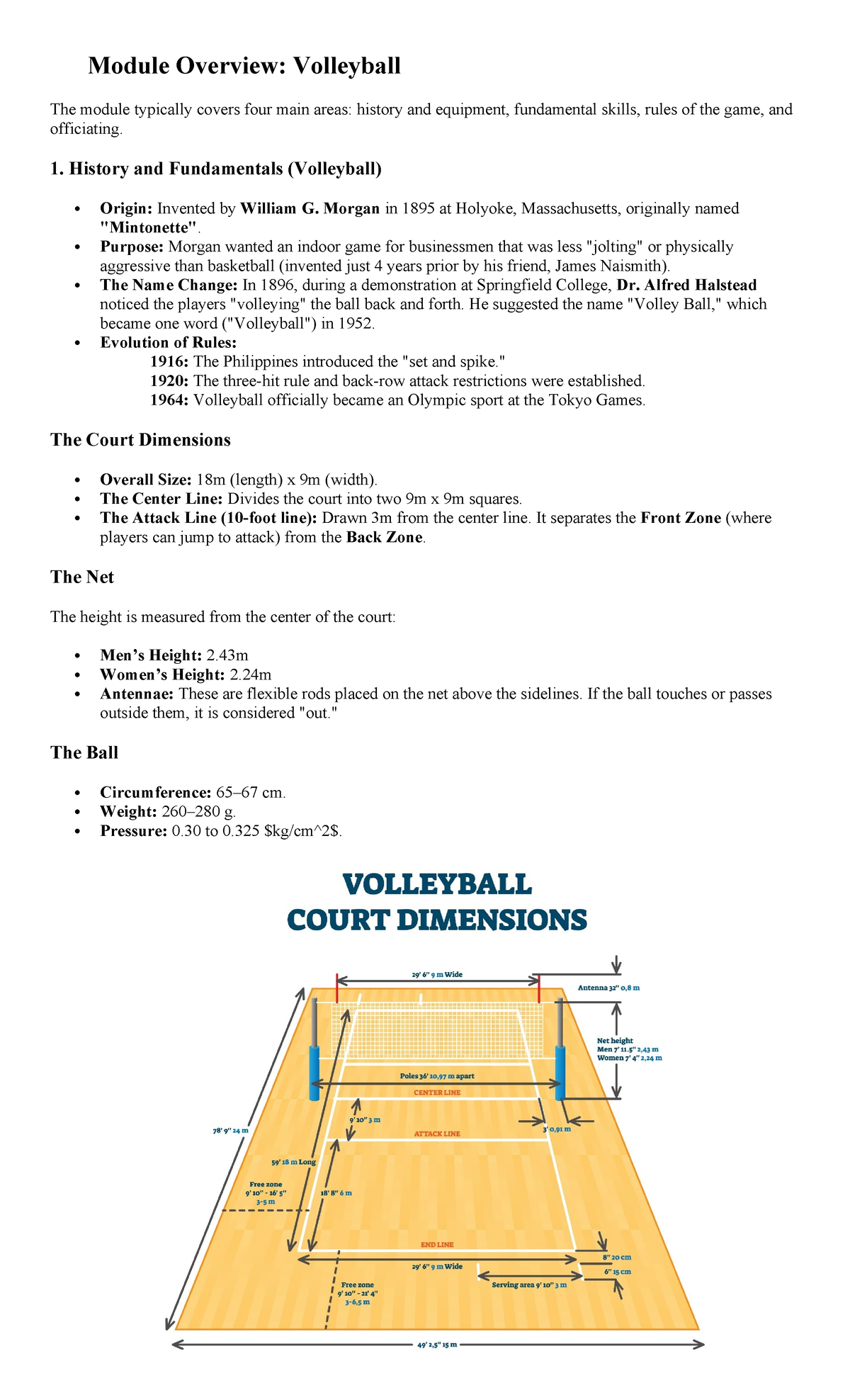 Volleyball Module Overview: History, Skills, and Rules - Studocu