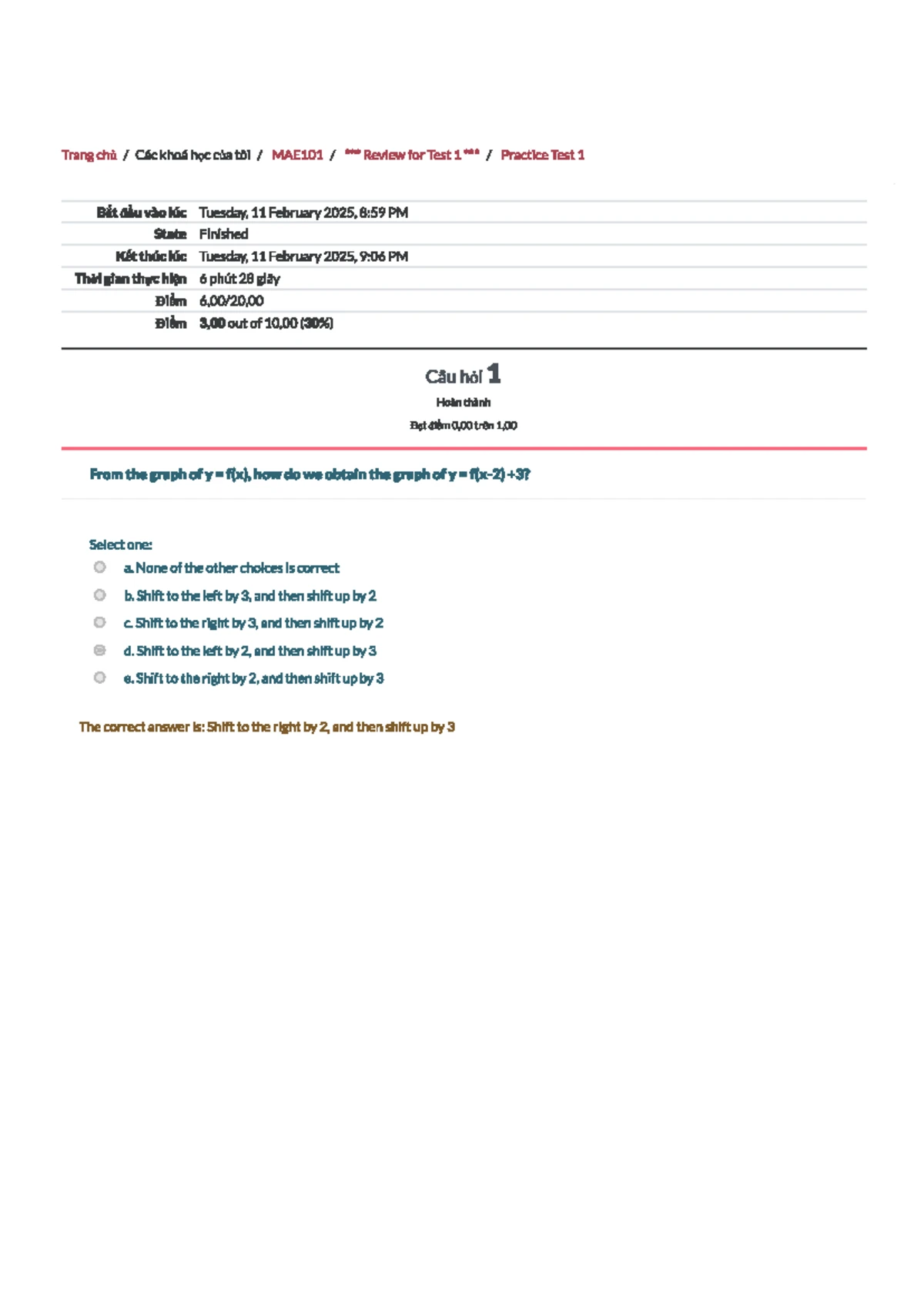MAE101 Review for Test 1: Practice Questions and Solutions - Studocu