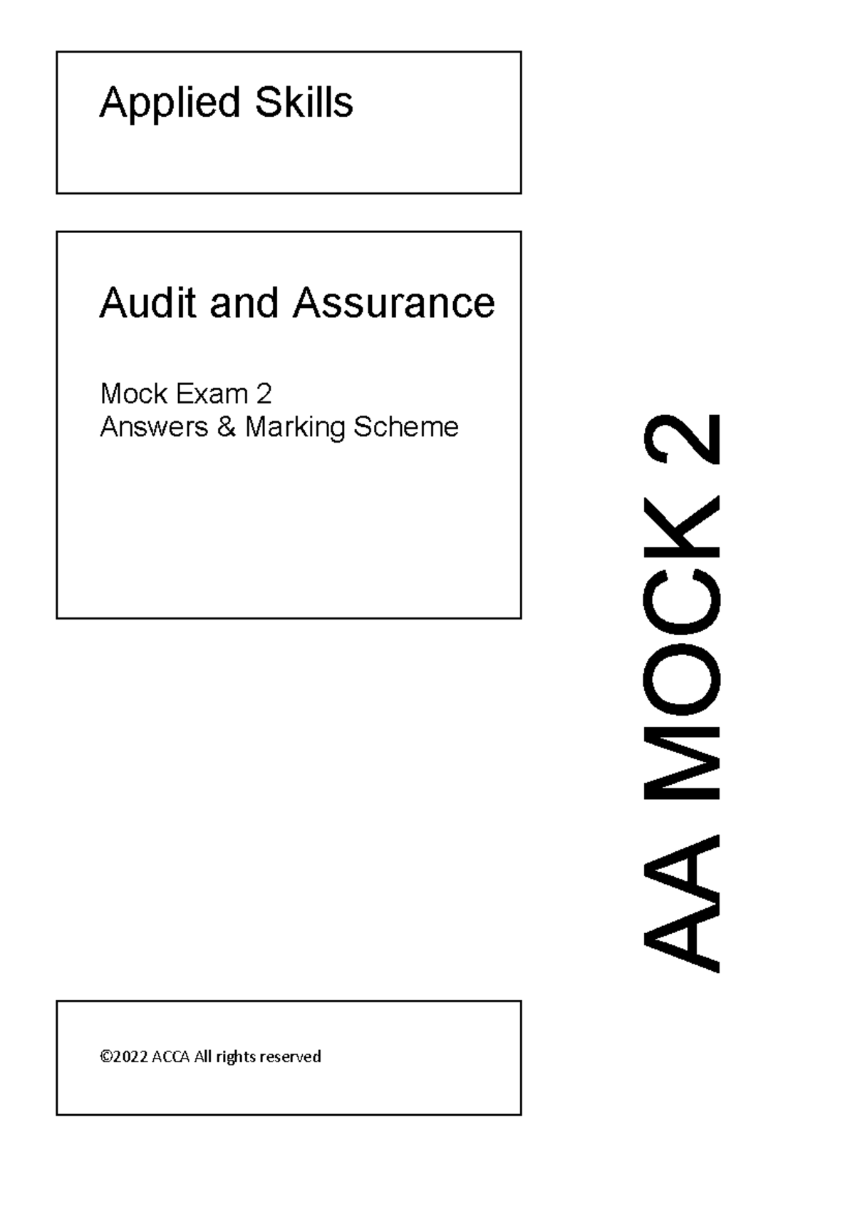 AA-Mock Exam 2 Solutions & Marking Scheme: Audit & Assurance - Studocu