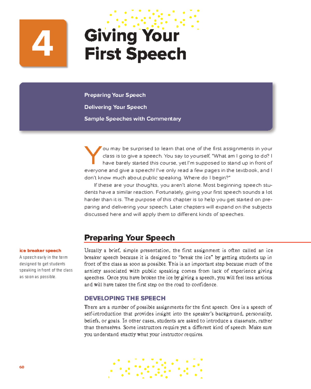4 Giving Your First Speech: Tips, Techniques, and Sample Speeches - Studocu