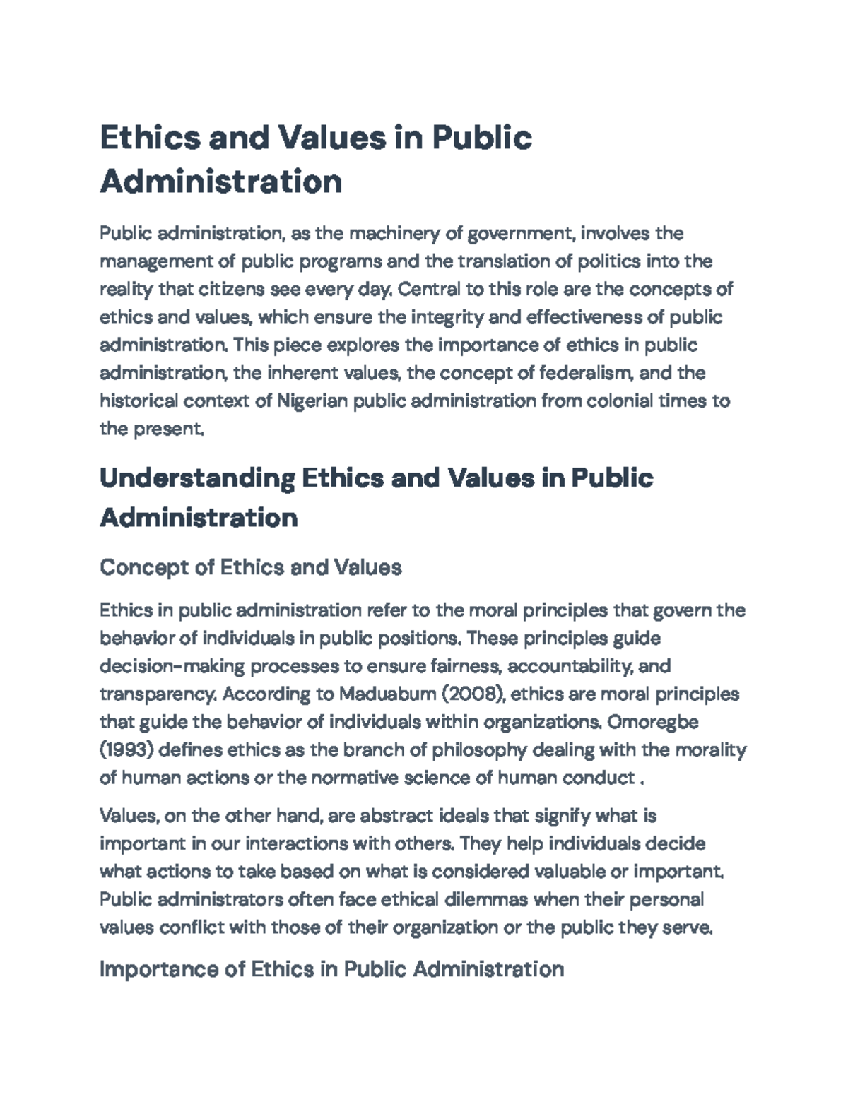 Ethics and Values in Public Administration - A Historical Overview ...