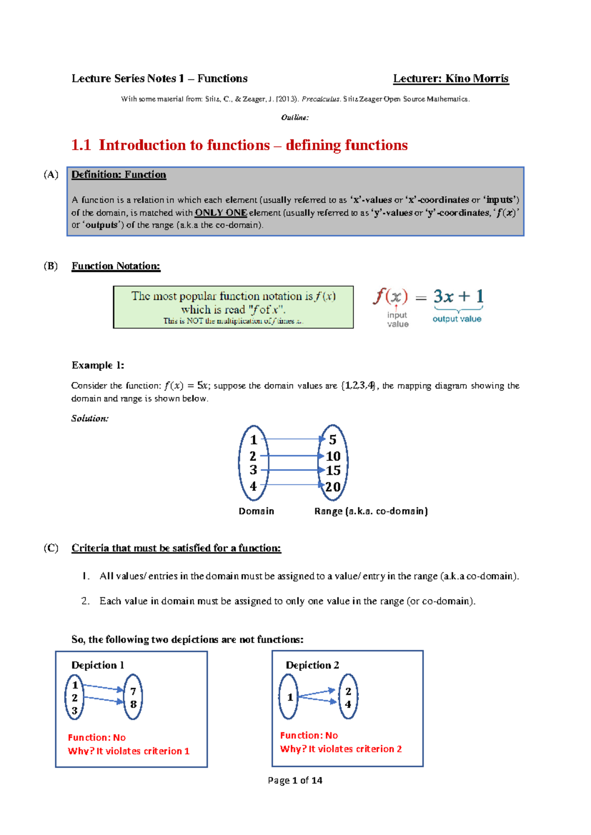 Lecture Notes 1 - Functions (Official) - Lecture Series Notes 1 ...