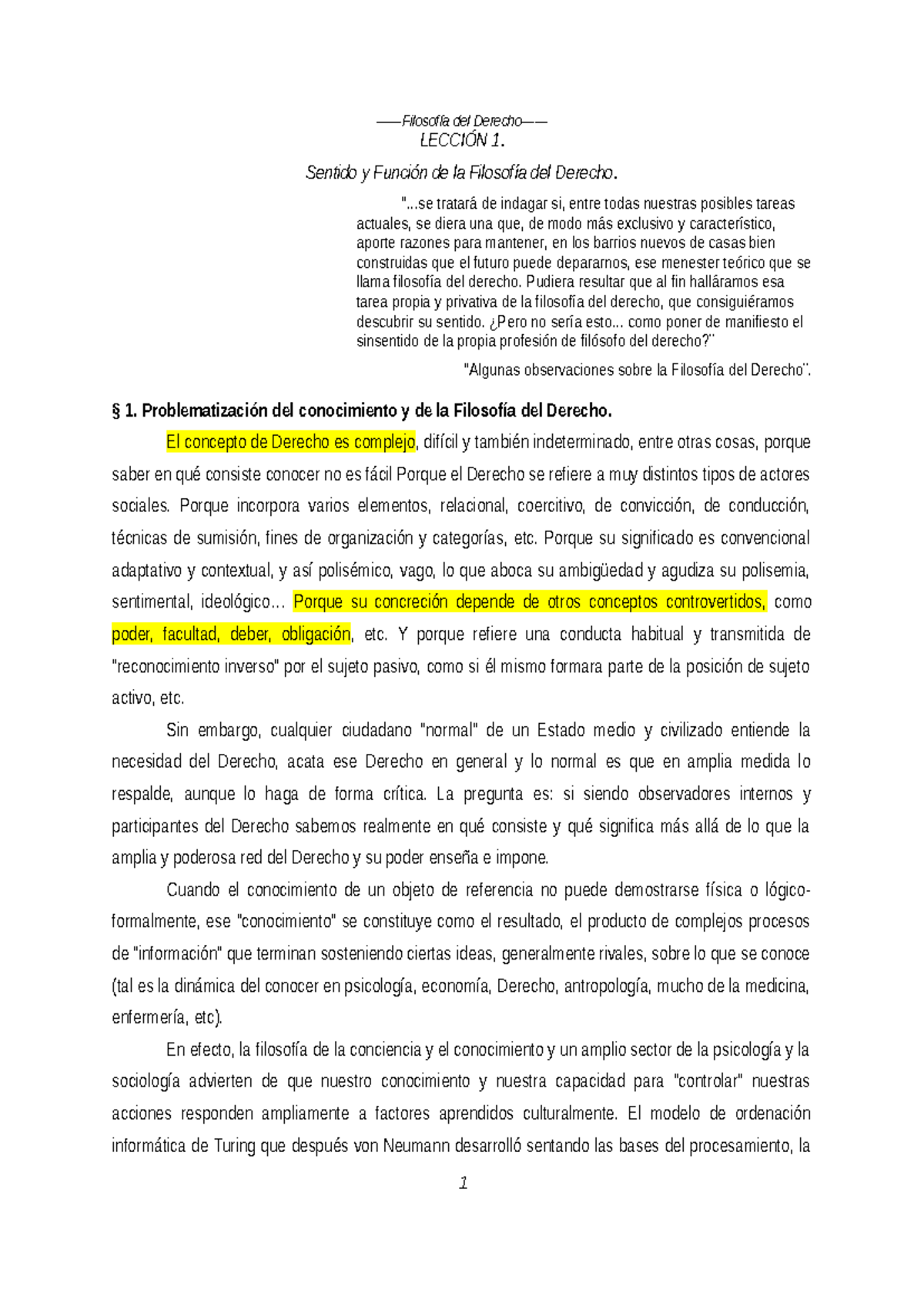 Lección 1: Sentido y Función de la Filosofía del Derecho (FILO 101 ...