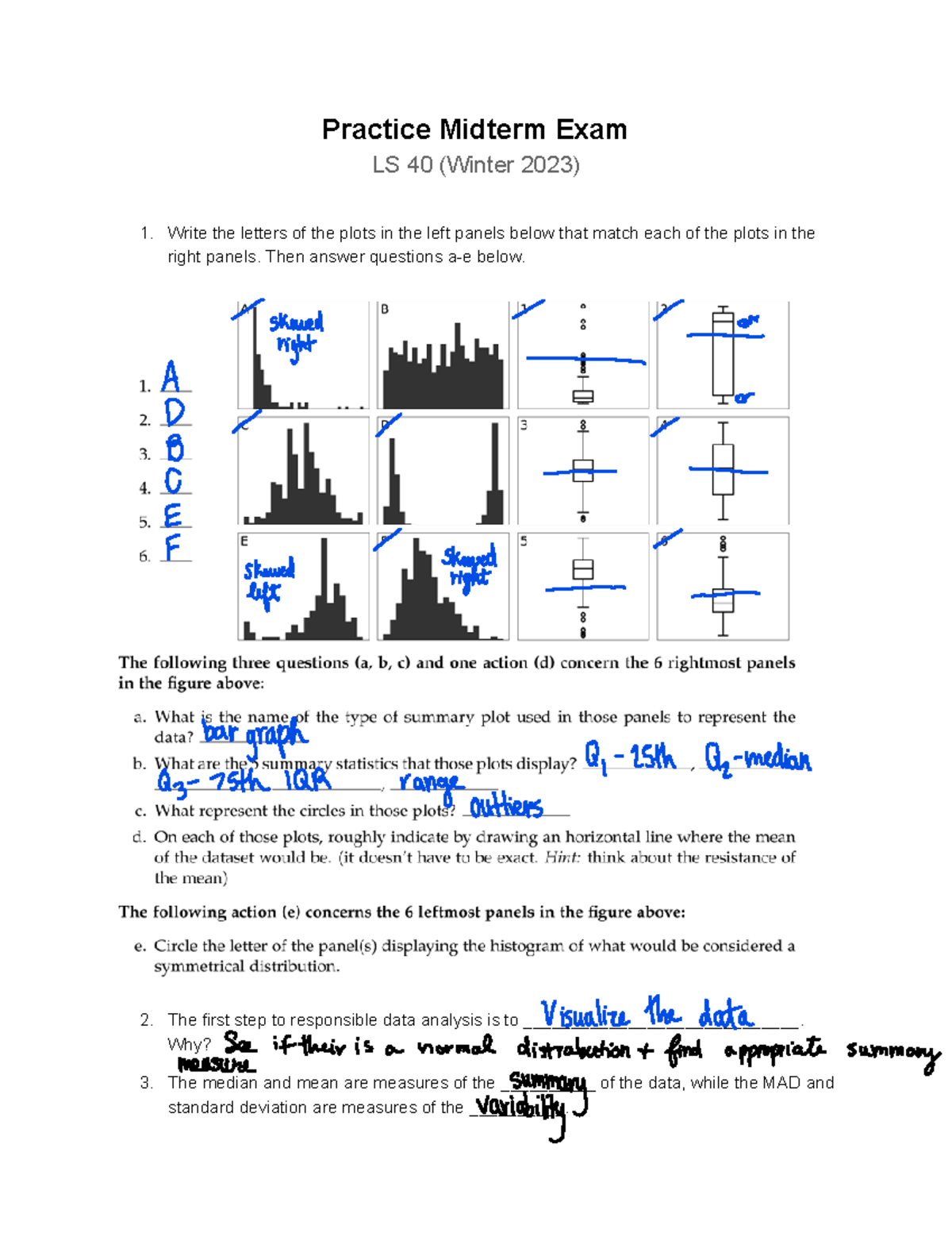 LS 40 Practice Midterm Exam Review for Winter 2023 - Studocu