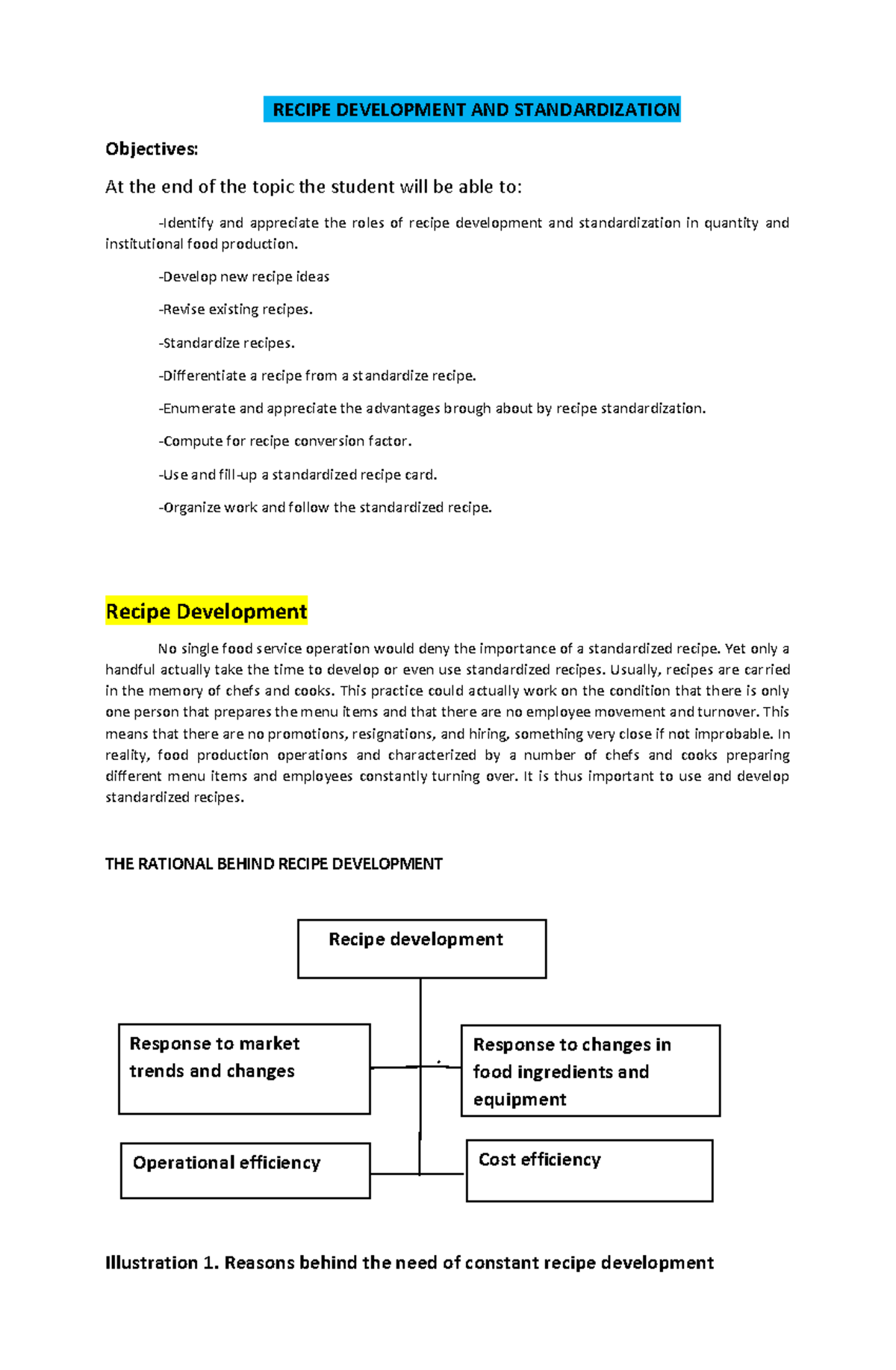 Recipe Development & Standardization in Quantity Food Production - Studocu