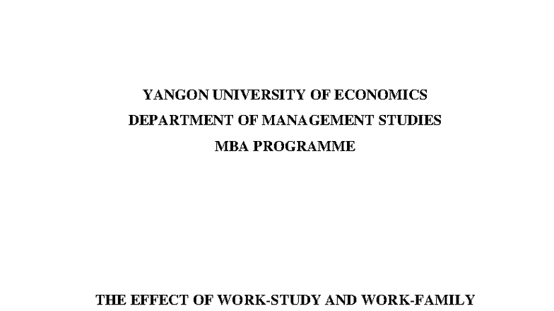 The Impact of Work-Family Conflicts on EMBA Students' Job Performance ...