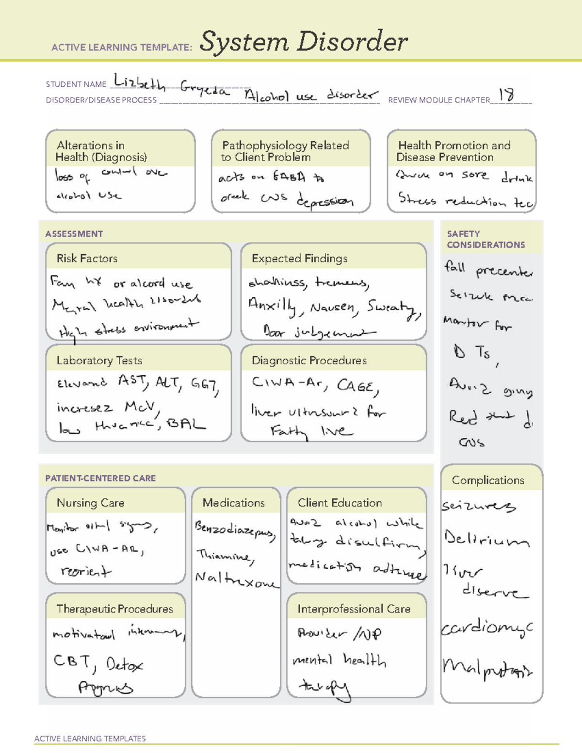 Alt form mental - ACTIVE LEARNING TEMPLATES System Disorder STUDENT ...