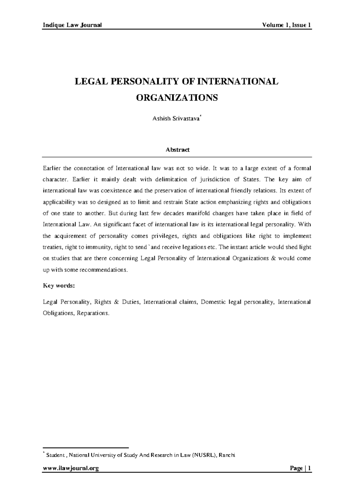 Legal Personality of International Organizations: An In-Depth Analysis ...