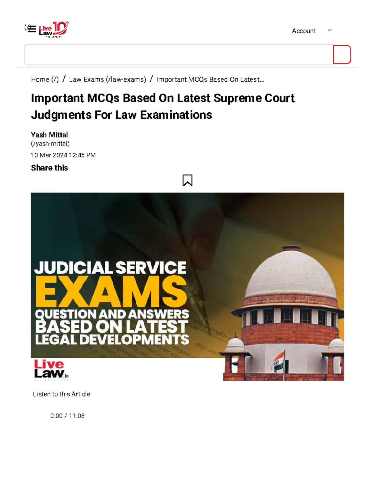 Important MCQs on Supreme Court Judgments for Law Exams (LAW 101) - Studocu