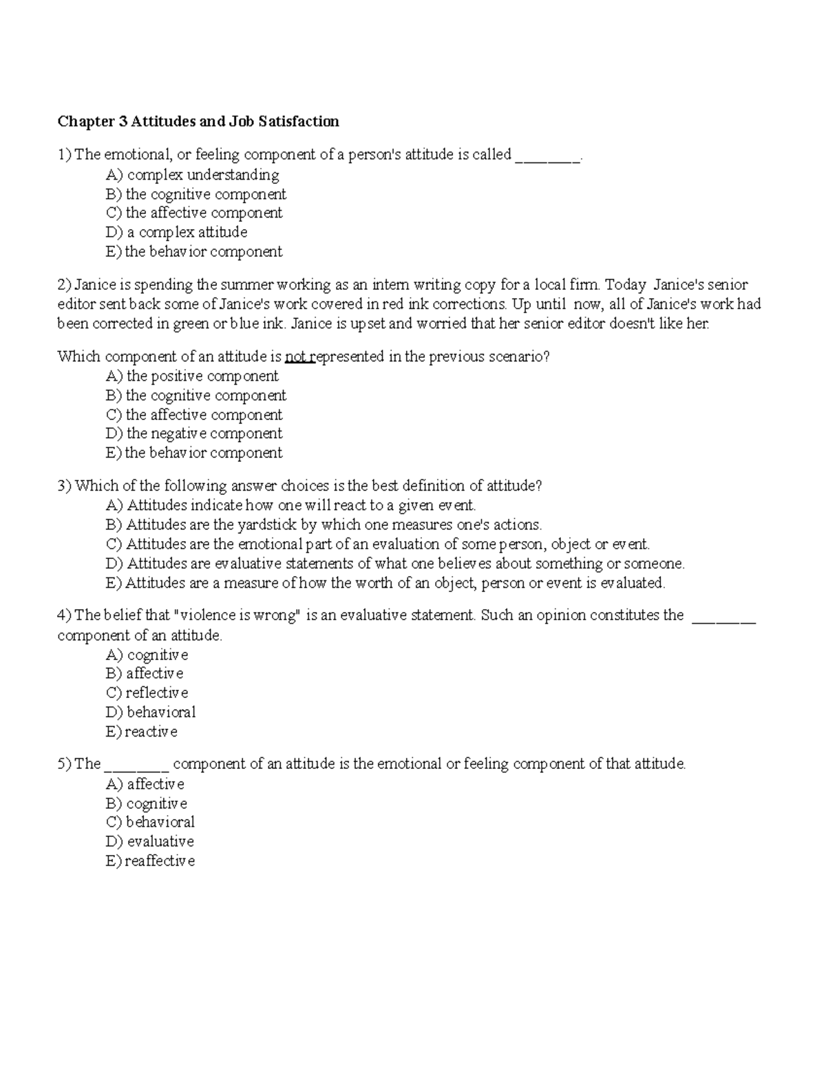 Chapter 3b - OB notes: Understanding attitudes and job satisfaction ...