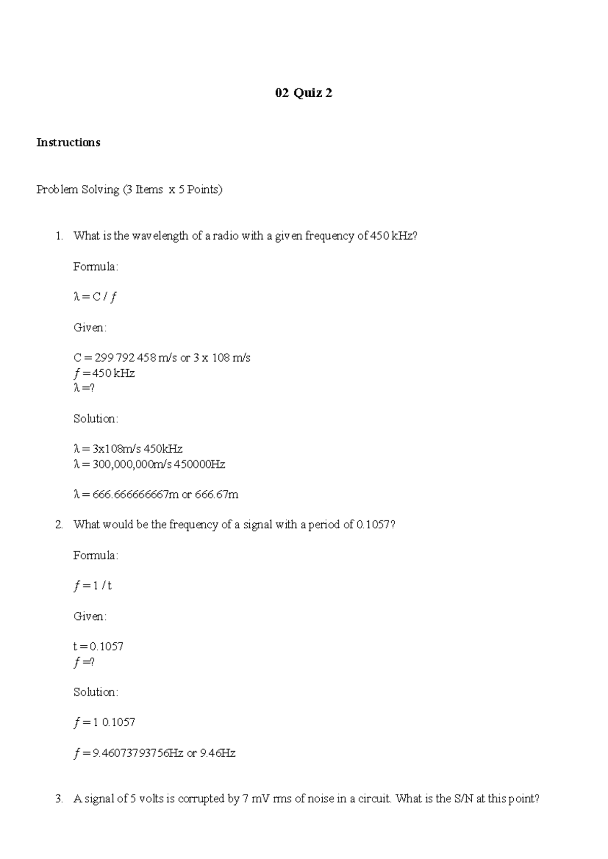 Data Digital Com - Quiz 2 Solutions for Problem Solving - Studocu