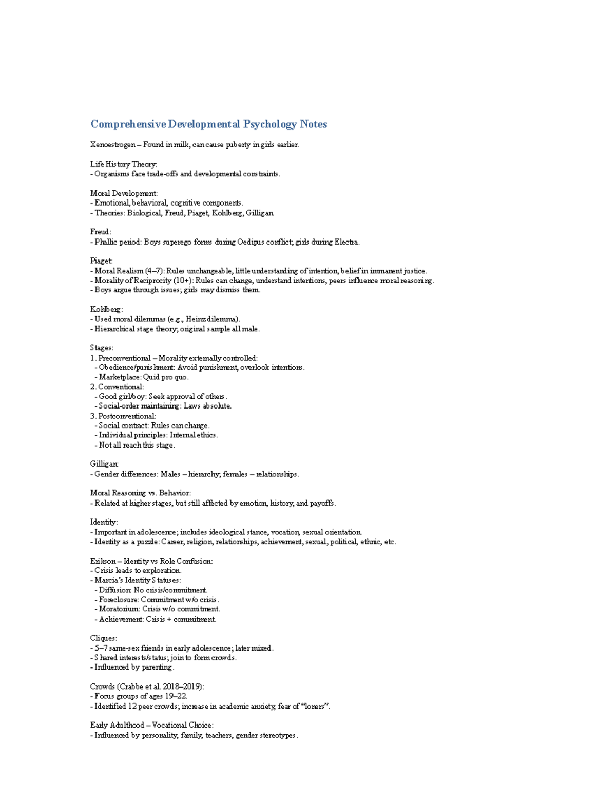 Full Developmental Notes Two Page Format - Comprehensive Developmental ...