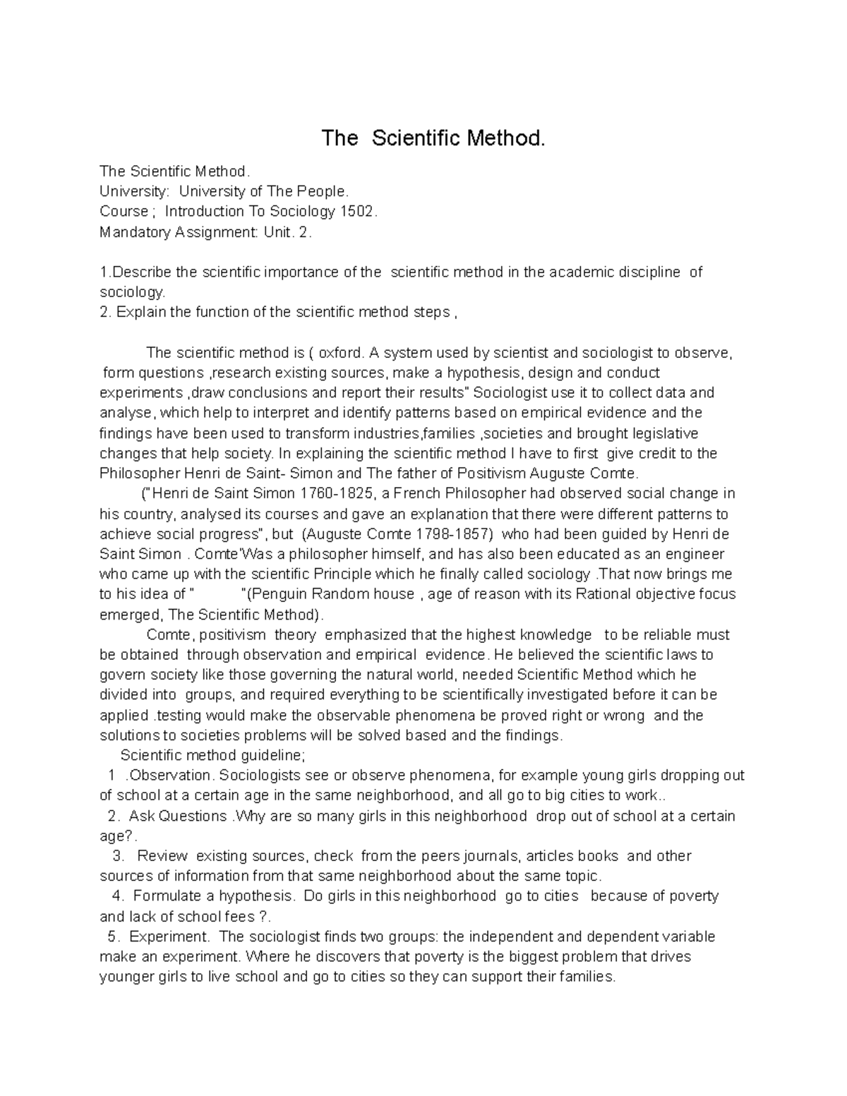 Sociology 1502: The Importance of the Scientific Method in Research ...