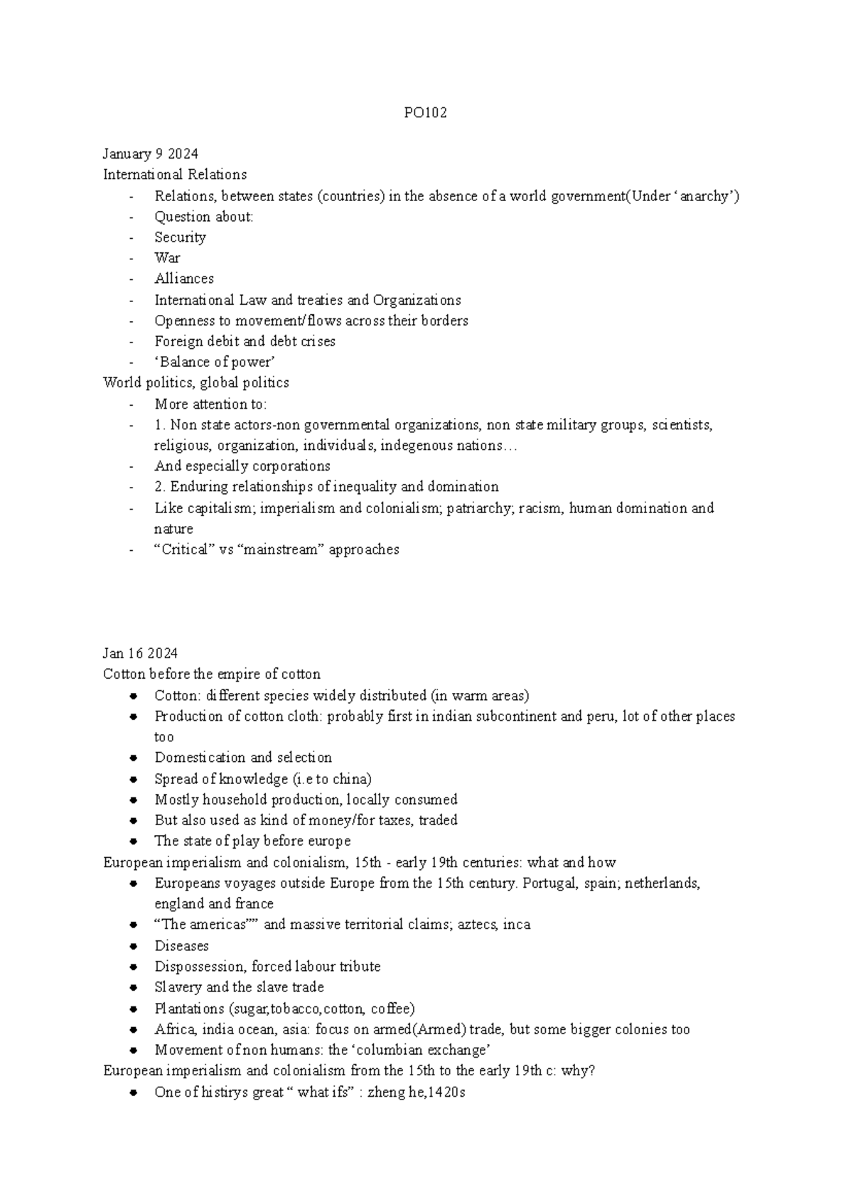 PO102: Lecture Notes on International Relations and Capitalism Trends ...