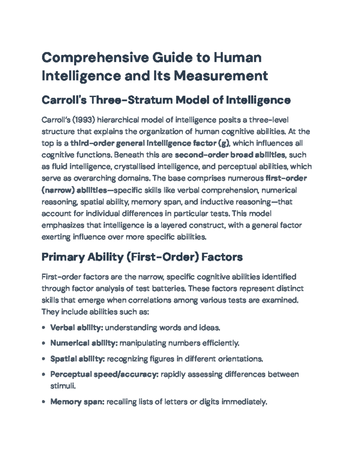 Comprehensive Overview of Human Intelligence and Measurement Methods ...