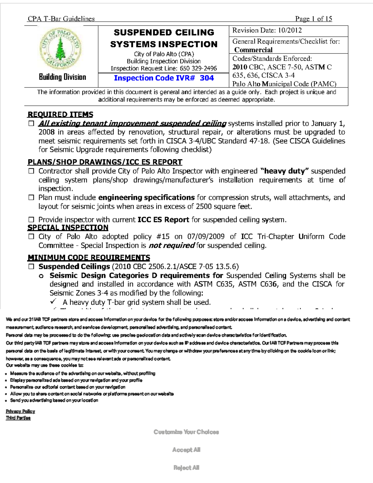 CPA Guidelines for Suspended Ceiling Systems Inspection - Studocu