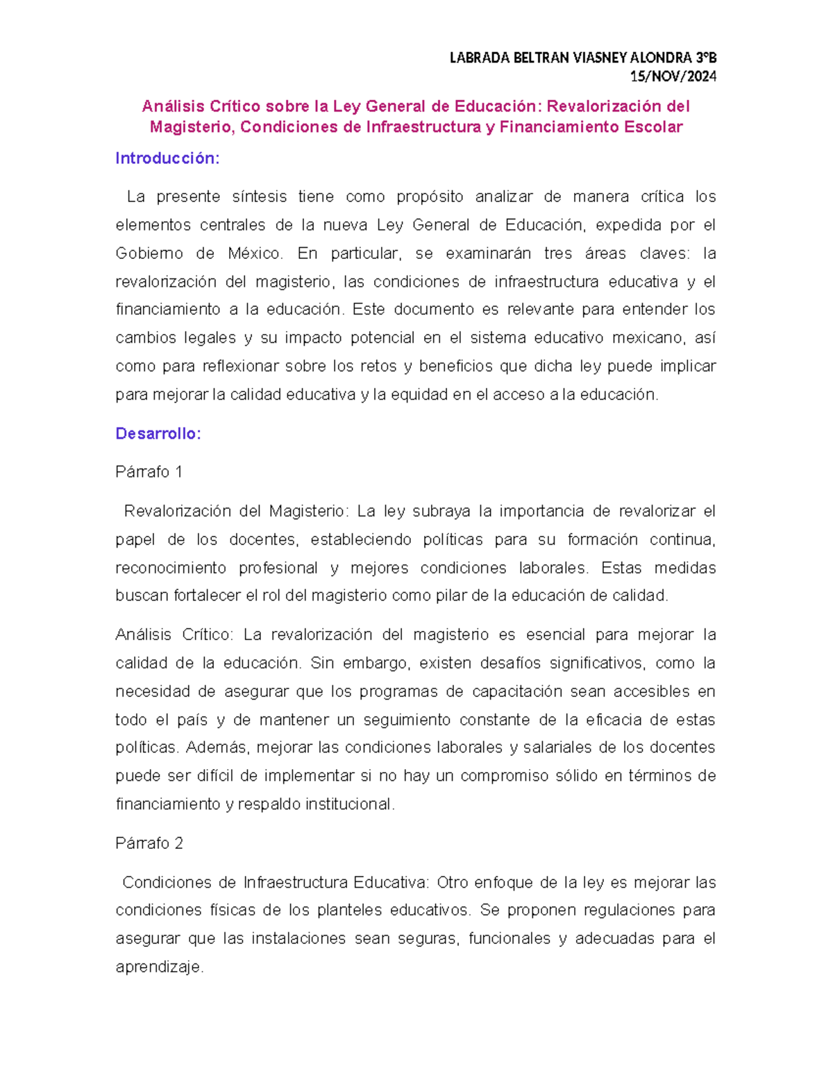 Análisis Crítico de la Ley General de Educación: Retos y Oportunidades ...