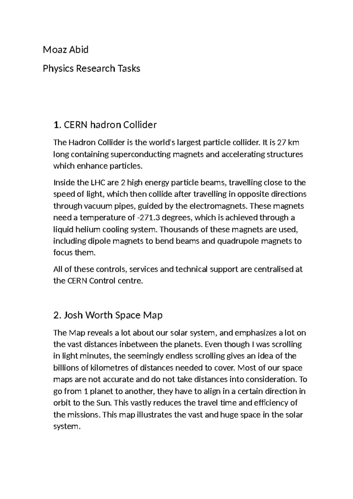 PHYS 101: Physics Research Project on Particle Colliders & Experiments ...