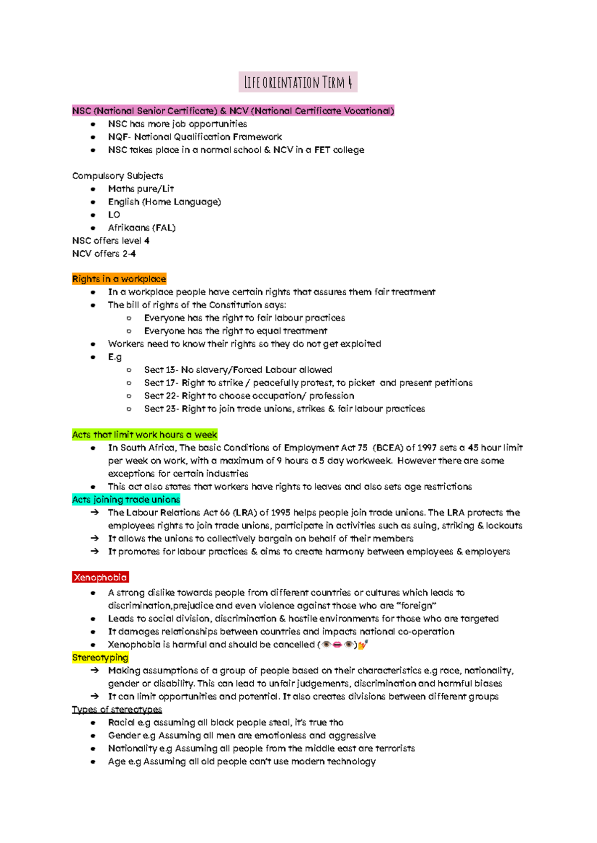 LO Term 4 - Rights, Responsibilities, and Social Issues Notes - Studocu