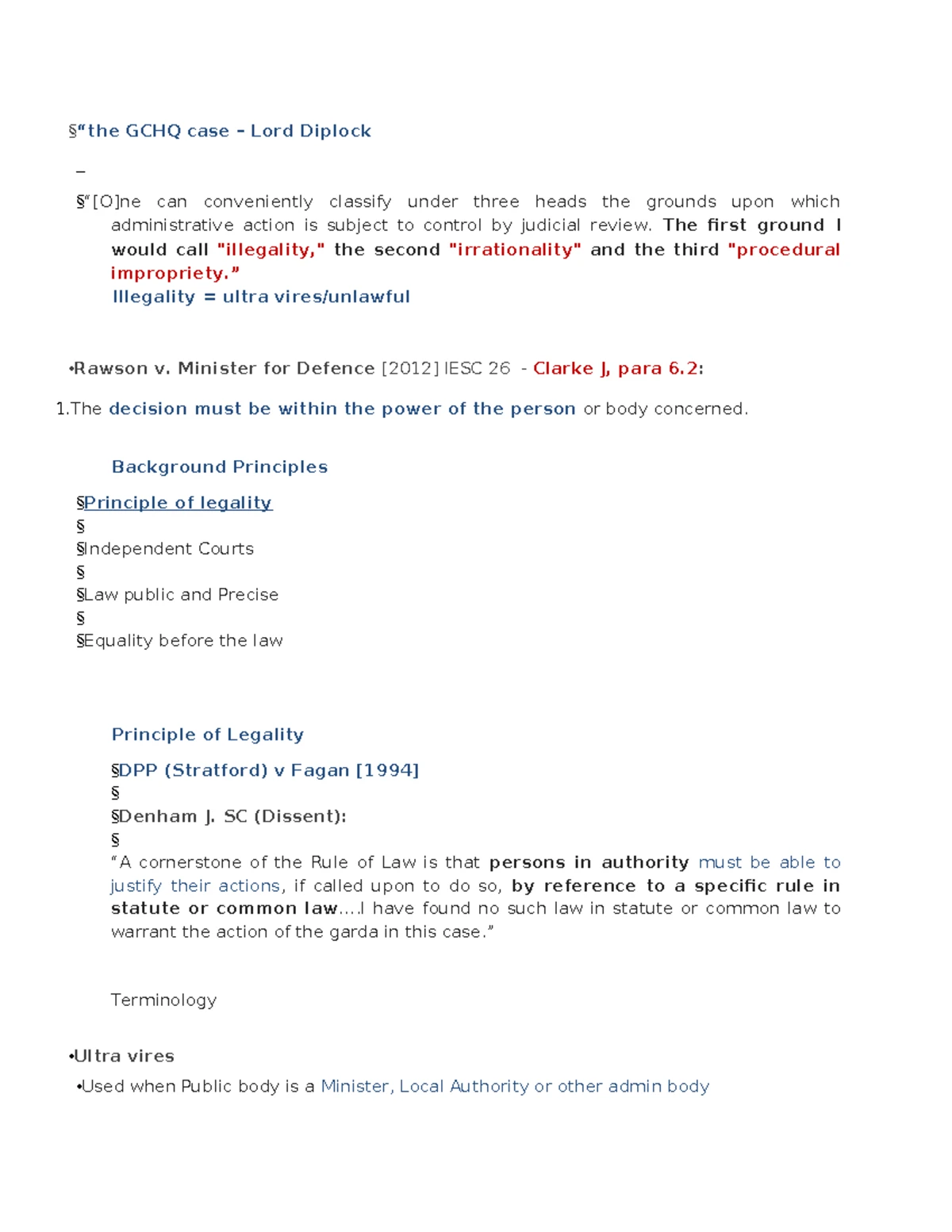 Key Principles and Judicial Review in Irish Admin Law (LW 295) - Studocu