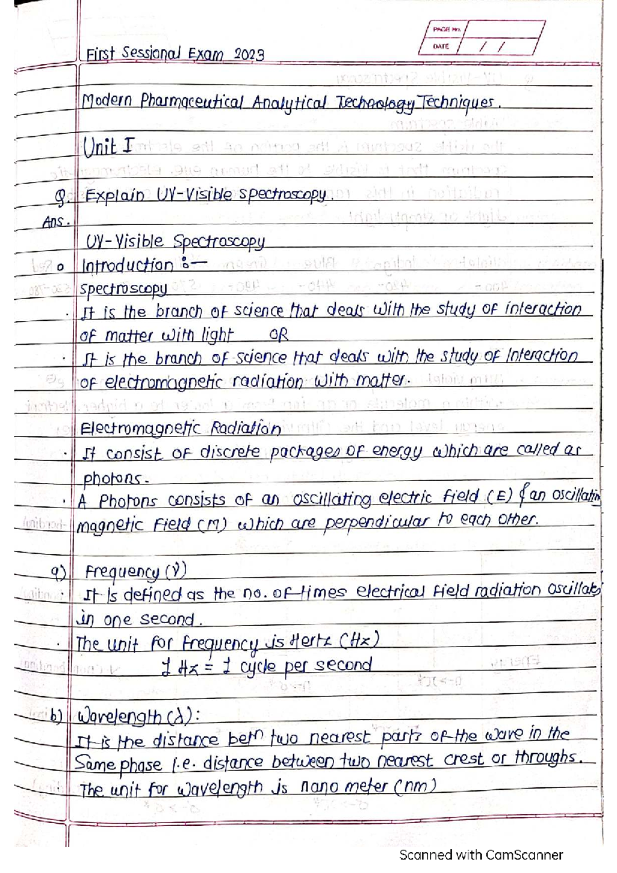 Unit I MPAT Final Exam Notes: Spectroscopy and Techniques - Studocu