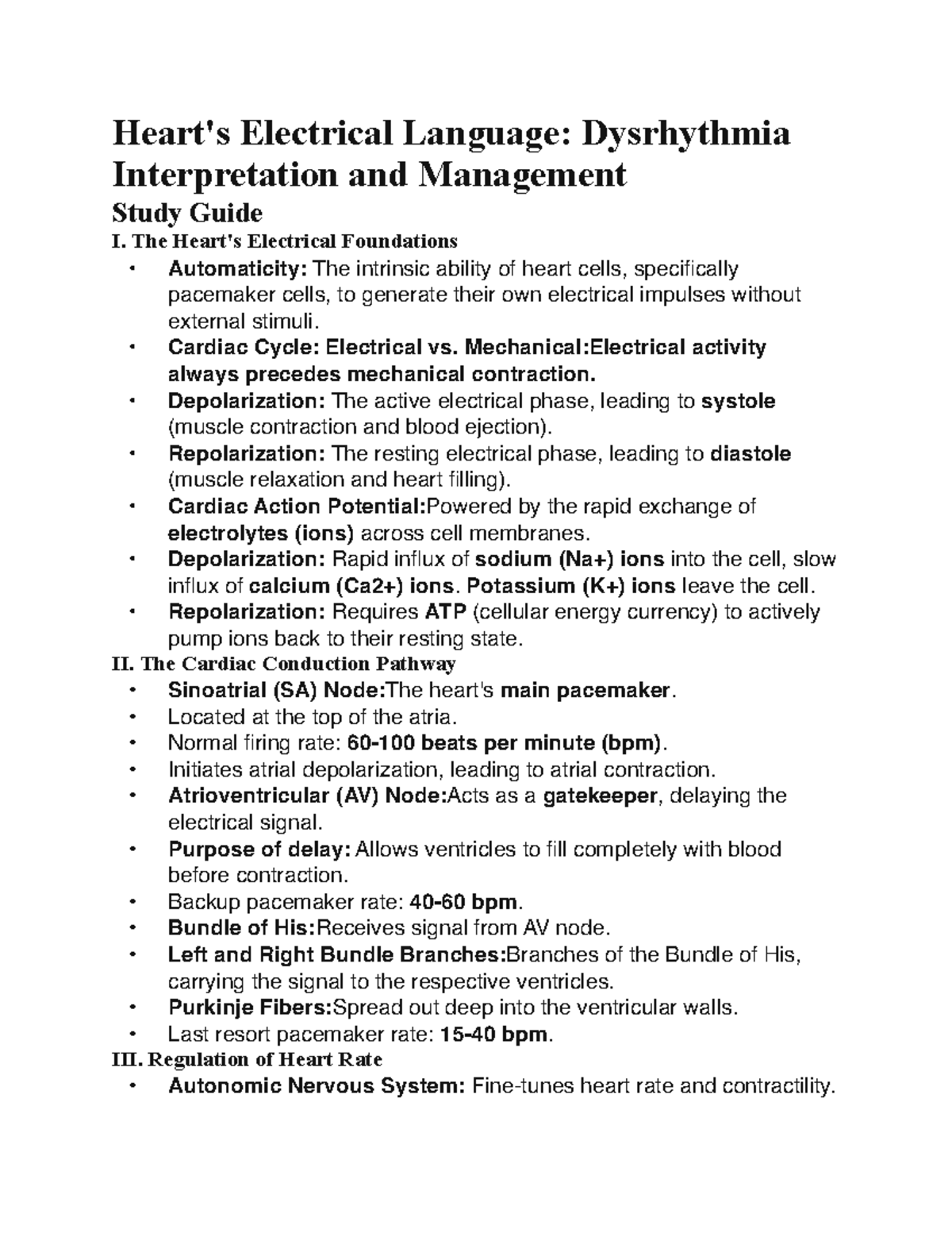 Electrical Dysrhythmia Interpretation & Management Study Guide (Cardiac ...