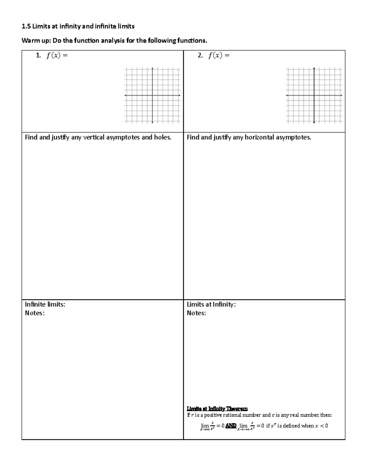 1.5 Limits at Infinity and Infinite Limits - Homework Solutions - Studocu