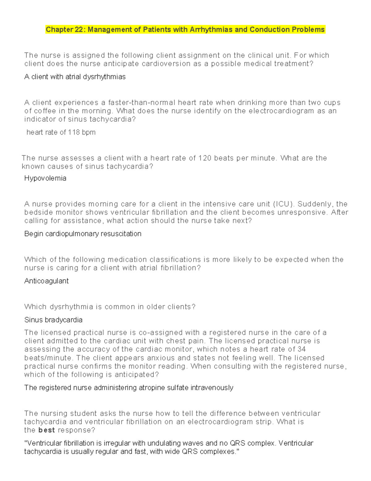 Chapter 22 - Management of Patients with Arrhythmias and Dysrhythmias ...