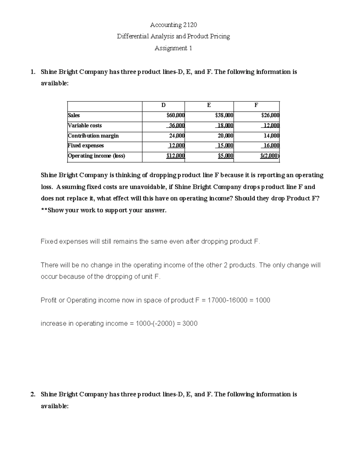 Accounting 2120: Chapter 26 Assignment 1 - Capital Investment Analysis ...