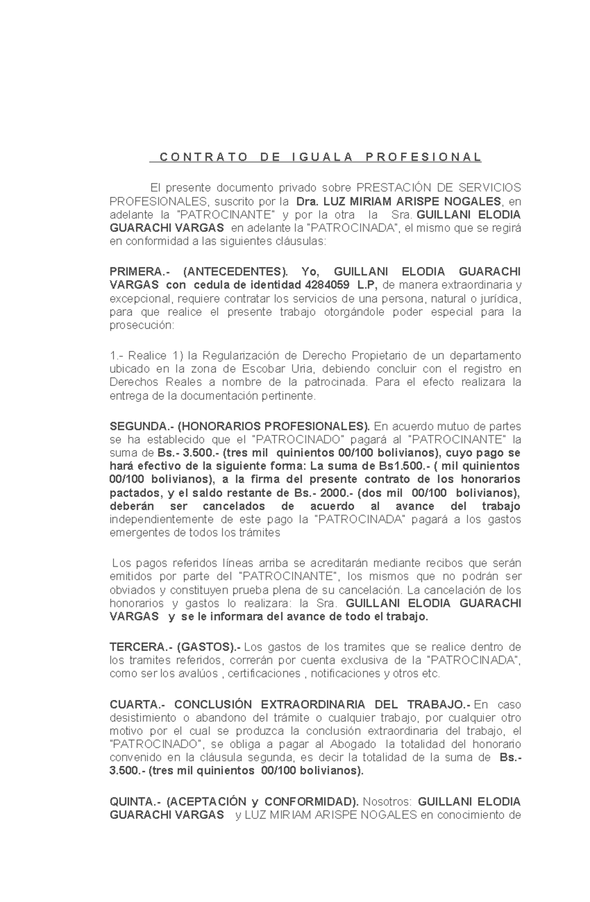 Contrato de Prestación de Servicios Profesionales - Elodia - Studocu