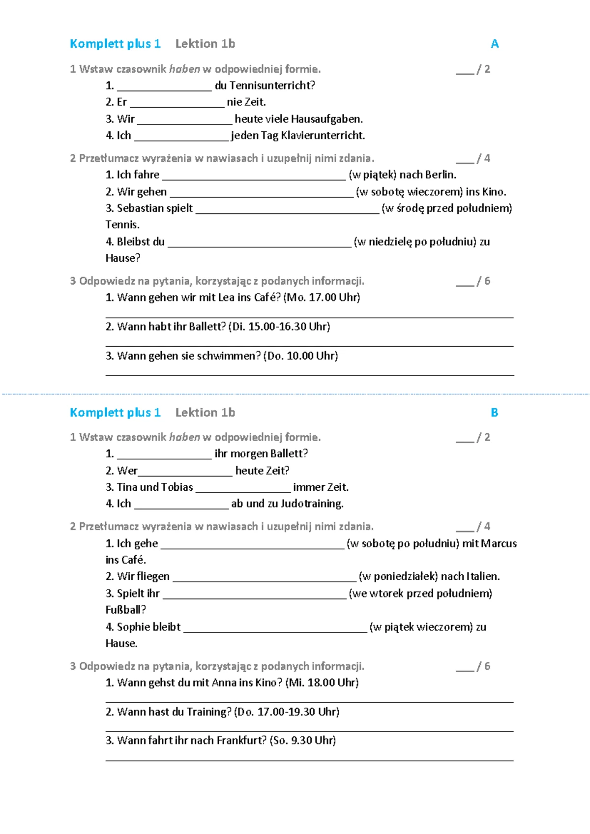 Sprawdzian Z Niemieckiego Welttour 2 Kapitel 1 www.studocu.com