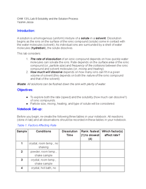 CHM 131 Lab 10 - Lab instructions and data tables for Lab 10. Yasmin ...