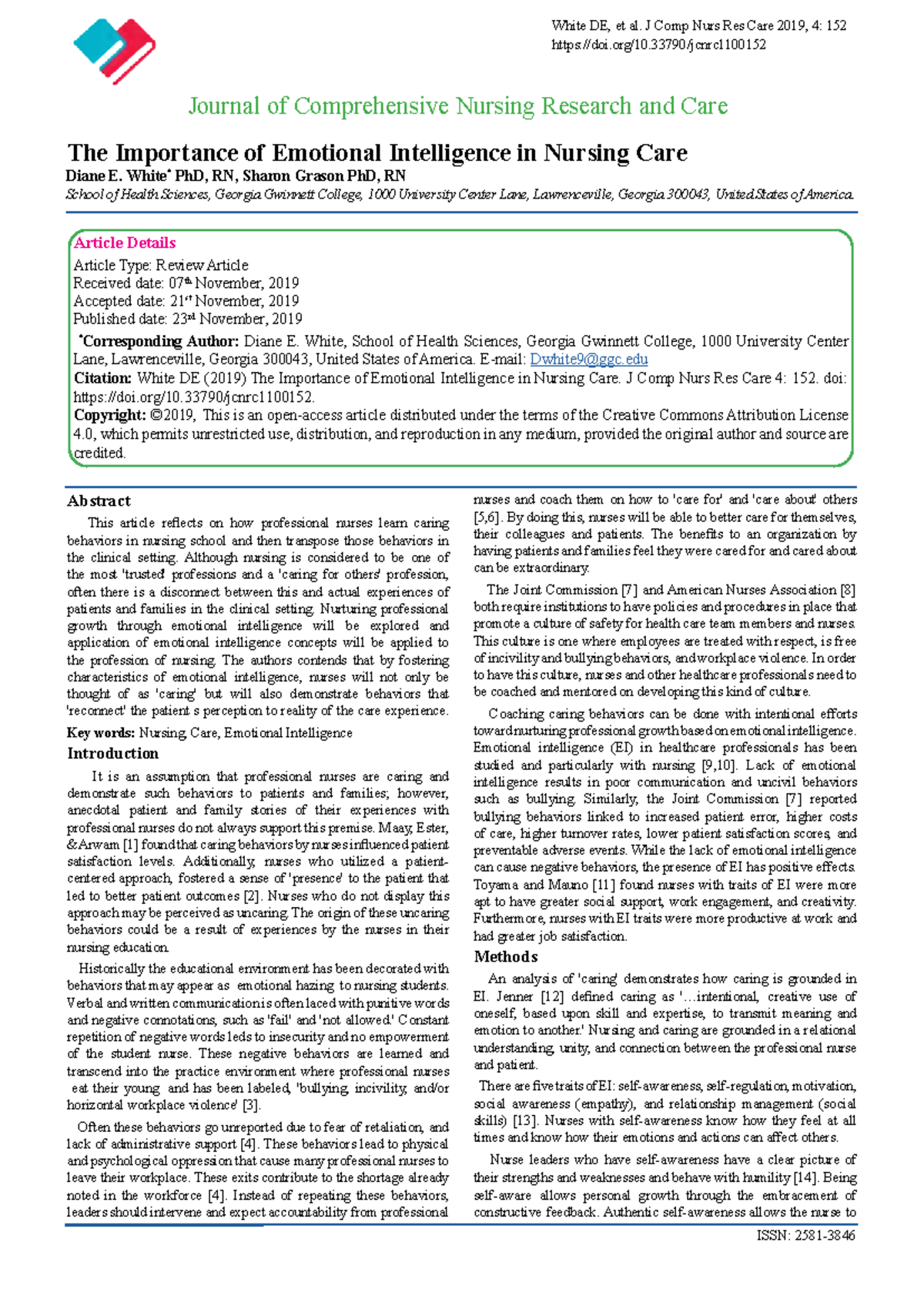The Importance of Emotional Intelligence in Nursing Care: A Review ...
