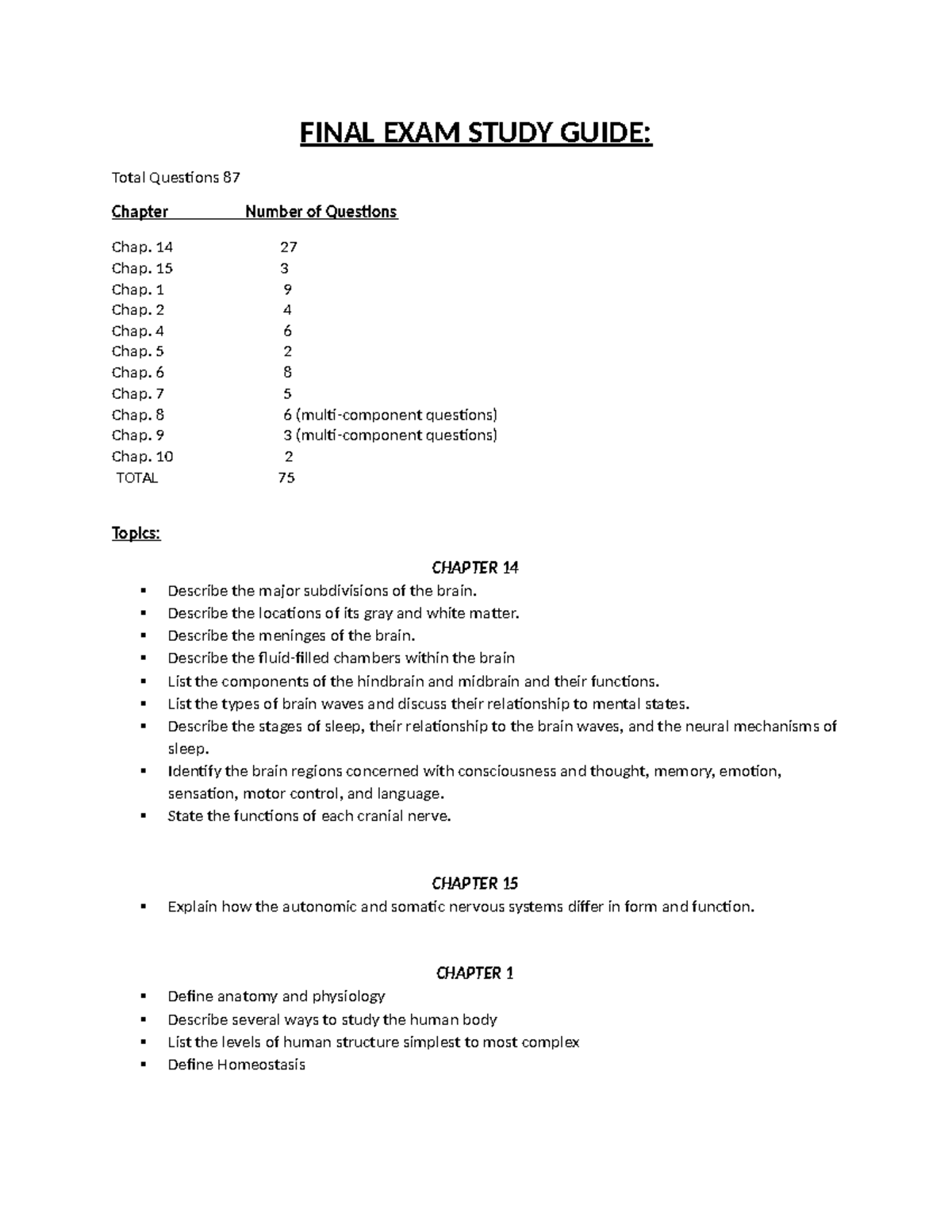 A&P Final Exam Study Guide: Key Topics & Questions Overview - Studocu