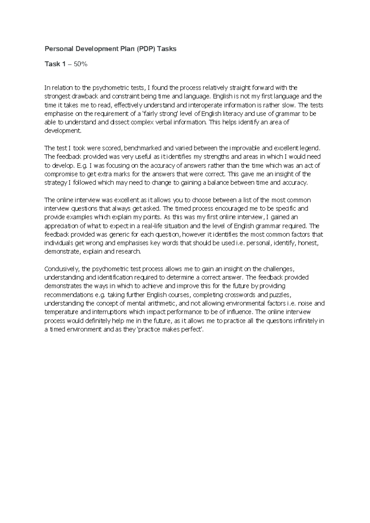 PDP Assignment - Task 1: Insights from Psychometric Tests & Online ...