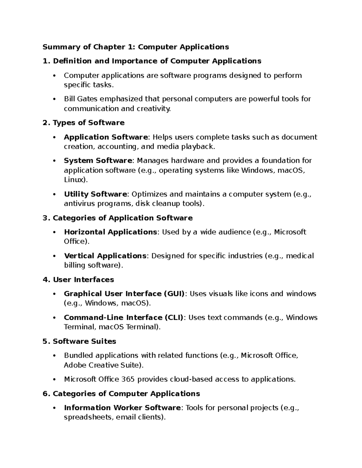 Online Module 1 - Summary of Chapter 1: Computer Applications 1 ...