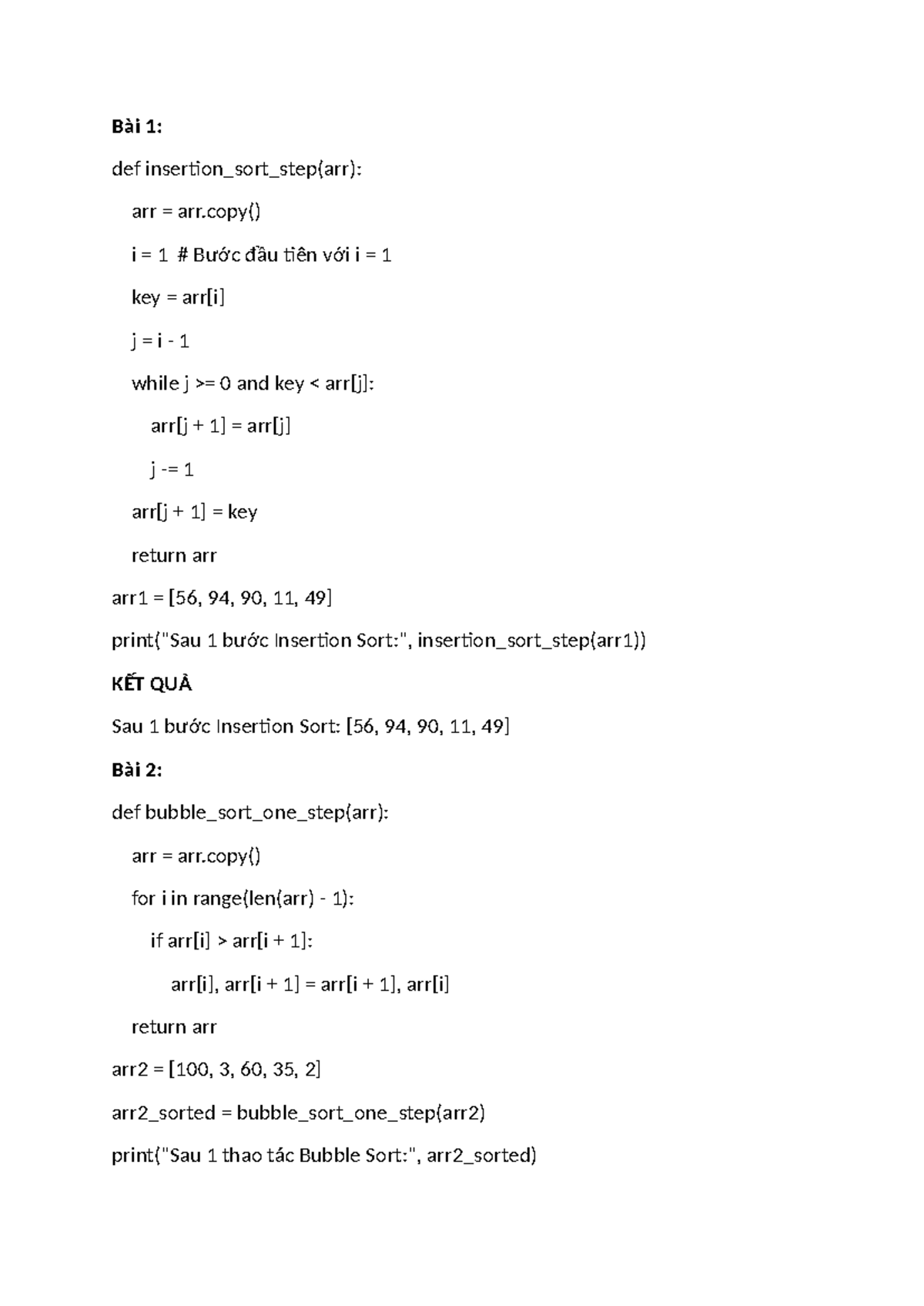 GTL08 B6 - Sorting Algorithms Steps and Results - Studocu