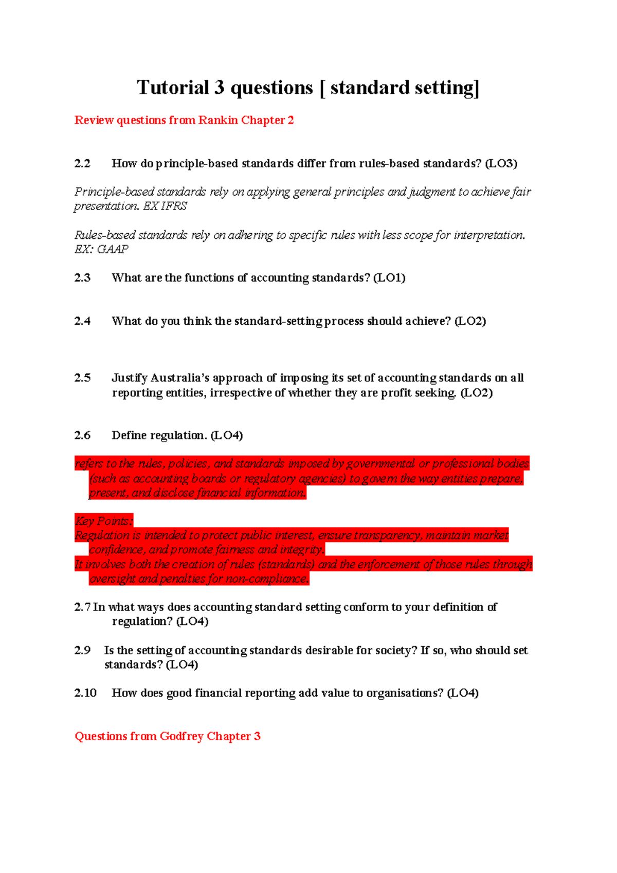 Tutorial 3: Standard Setting Questions from Rankin & Godfrey Chapters ...