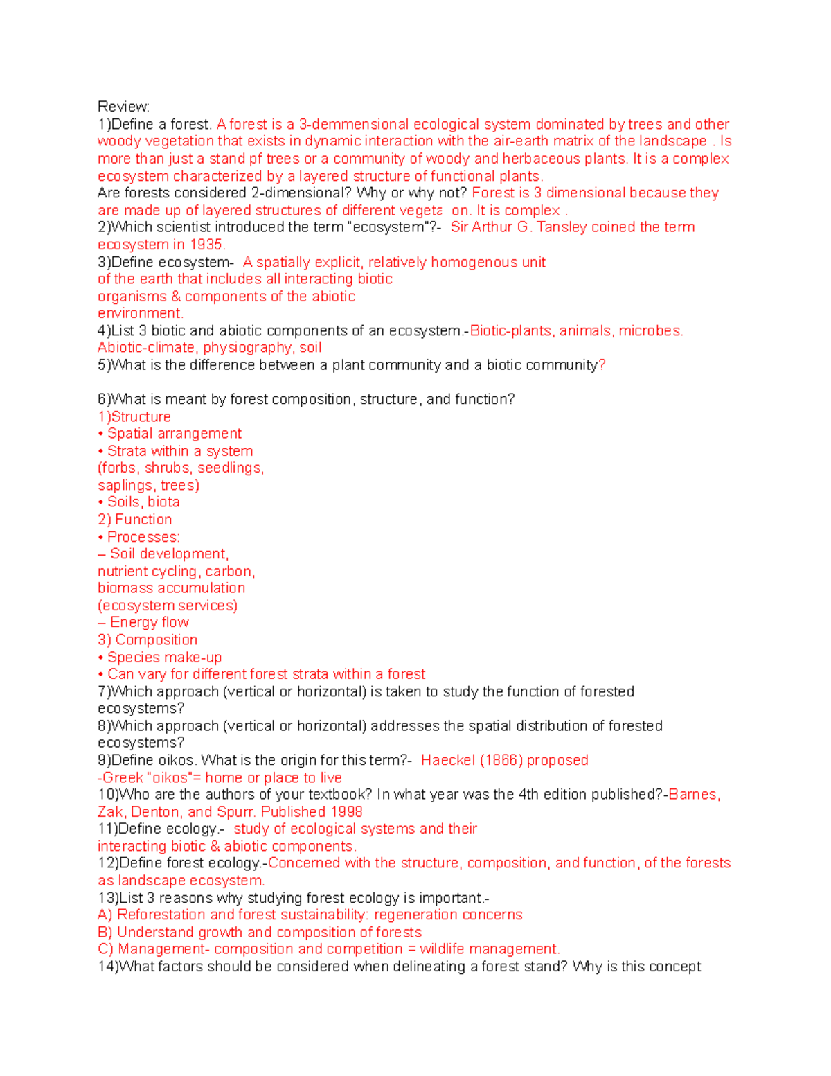 Ecology Study Guide: Understanding Forests, Ecosystems, and ...