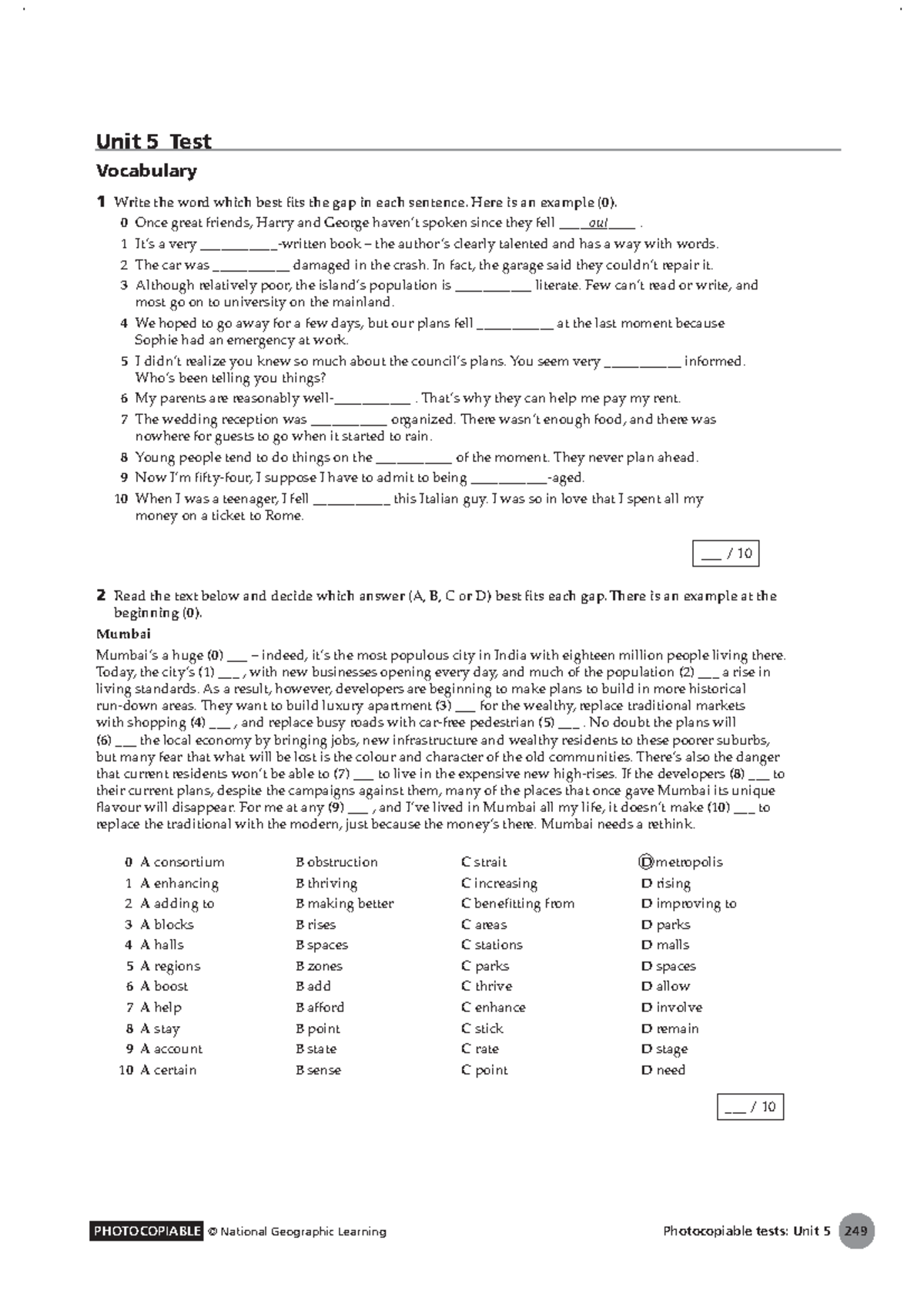 Unit 5 Progress Test Review and Sample Answers - Studocu
