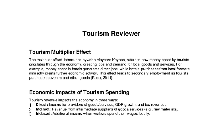 Tourism Multiplier Effect: Economic Impacts & Environmental Hazards ...