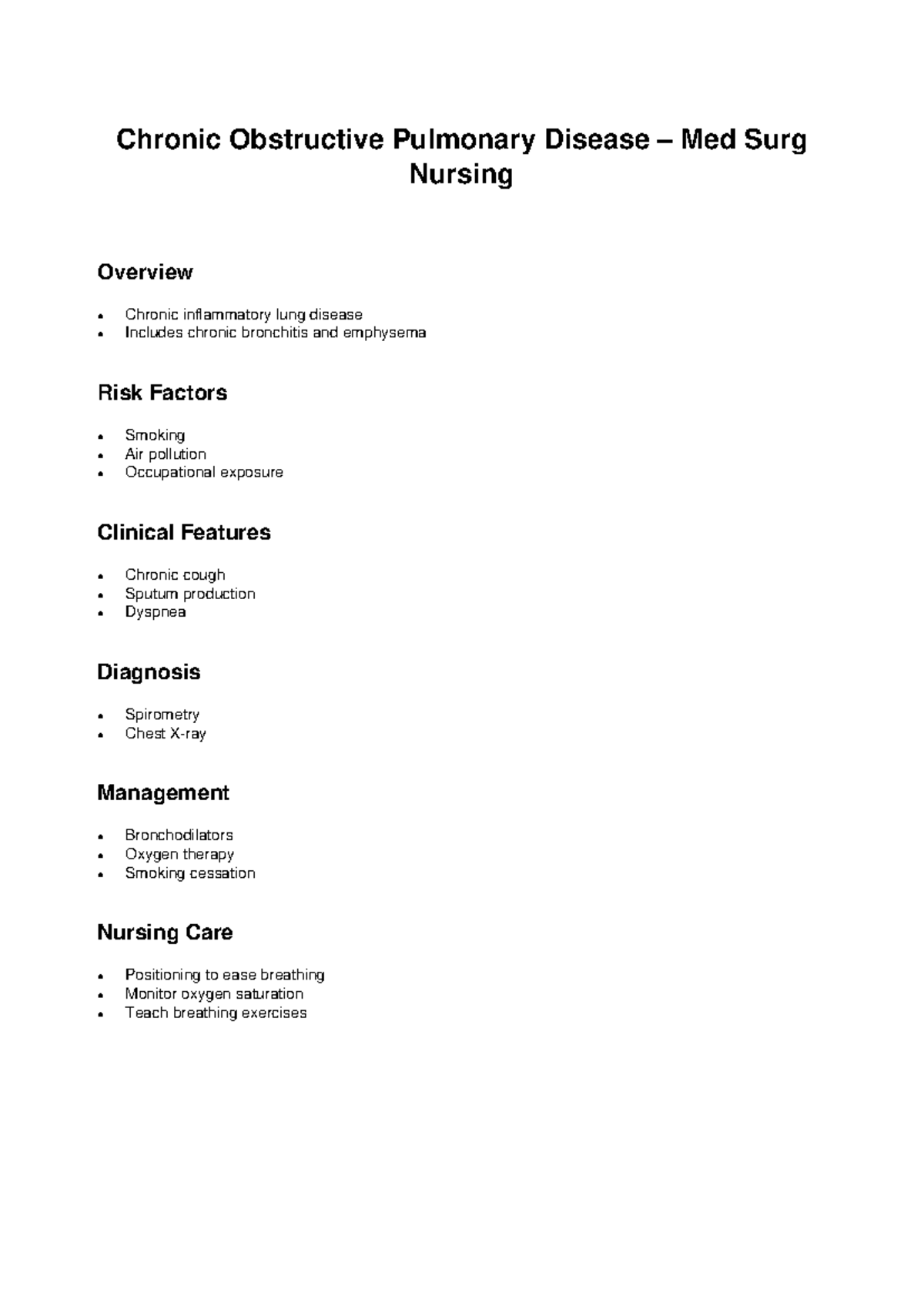COPD - Nursing - Chronic Obstructive Pulmonary Disease – Med Surg ...