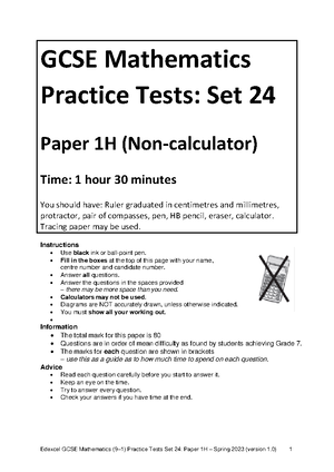 Gcse Maths Practice Test Paper 2h 3h Set 24 Calculator Studocu Gcse Maths Practice Test Paper 2h 3h Set 24 Calculator Studocu
