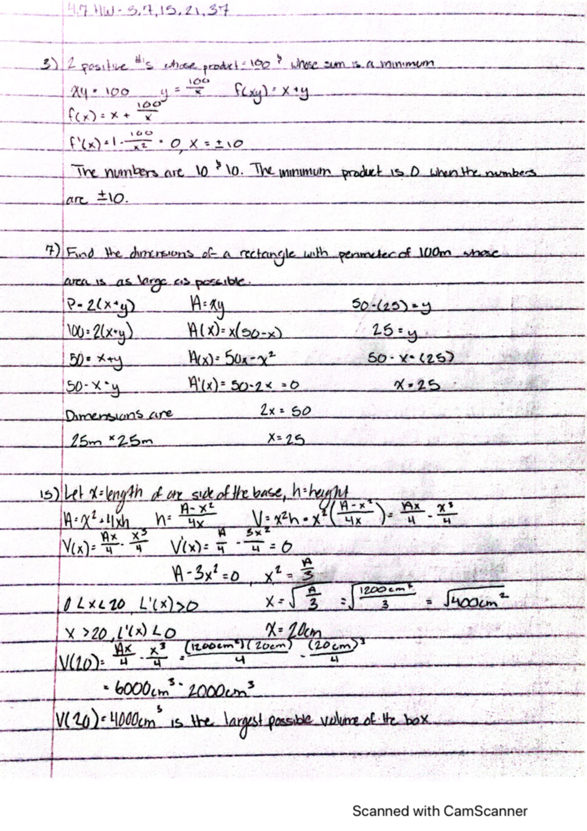 Calculus HW Solutions - Chapter 4.7 (Final Exam Review) - Studocu