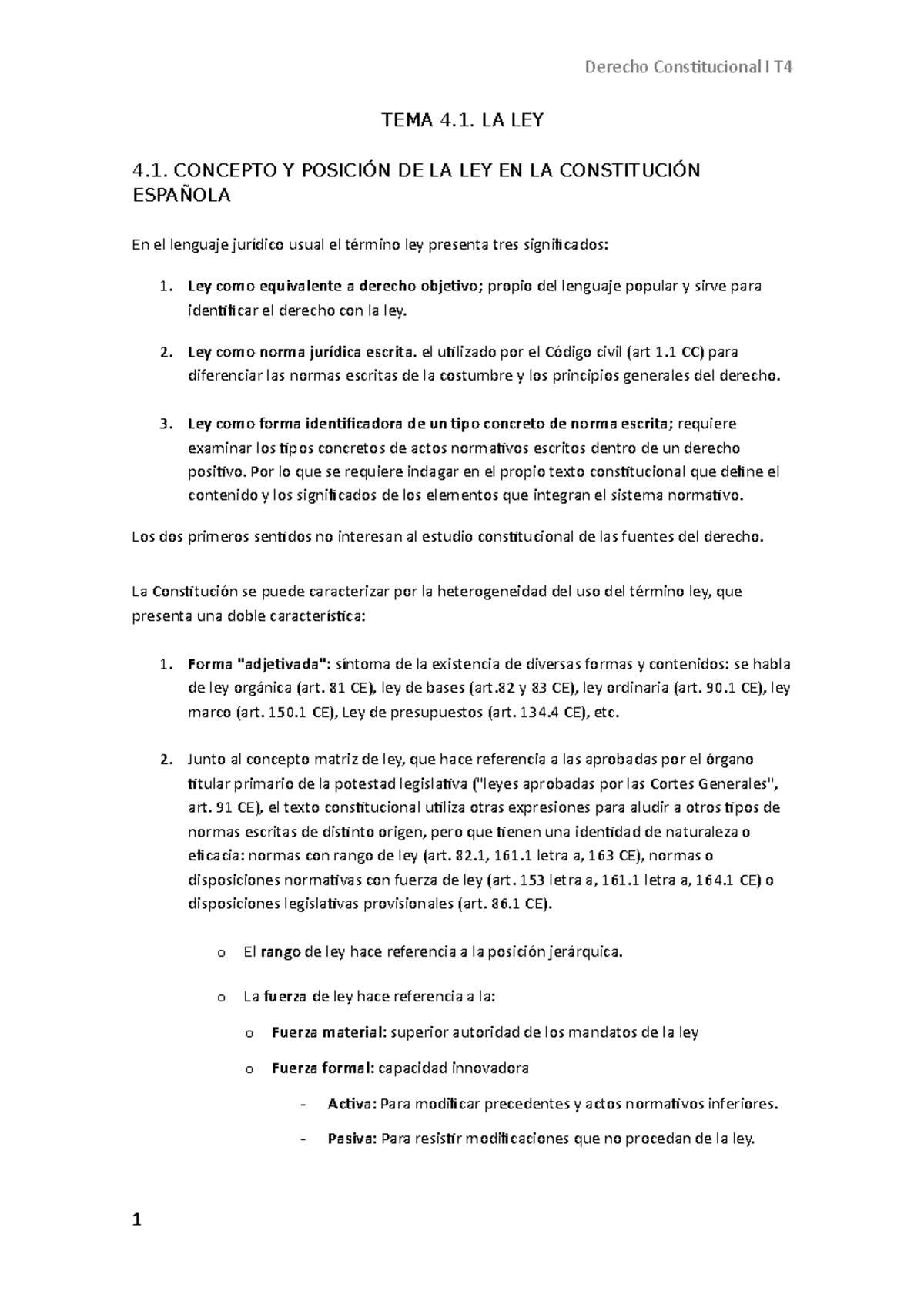 T4 - Apuntes sobre Ley Ordinaria y Orgánica en la Constitución Española ...
